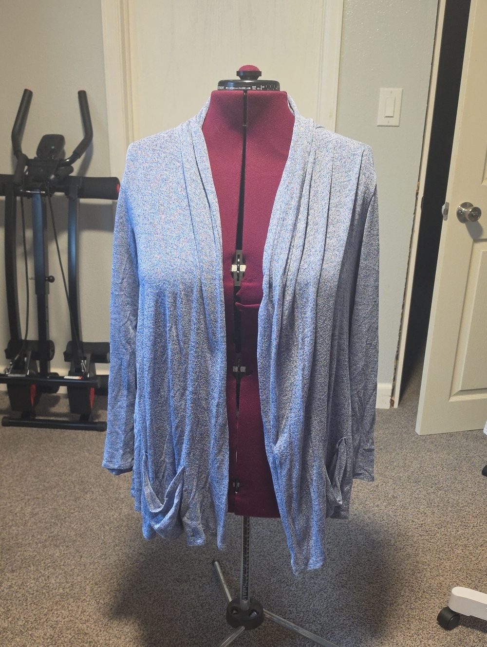 Cupio Heathered Light Blue Open-Front Women's Cardigan 1x